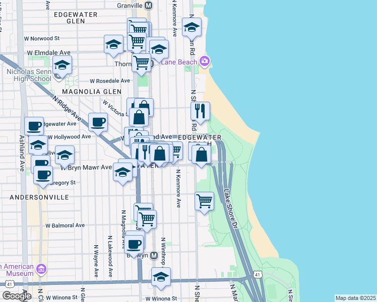 map of restaurants, bars, coffee shops, grocery stores, and more near in Chicago
