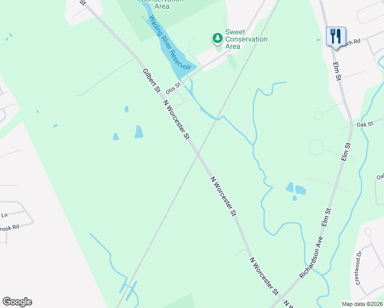map of restaurants, bars, coffee shops, grocery stores, and more near 399 Gilbert Street in Mansfield