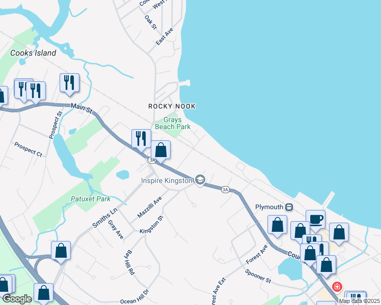 map of restaurants, bars, coffee shops, grocery stores, and more near 6 Old Orchard Lane in Kingston
