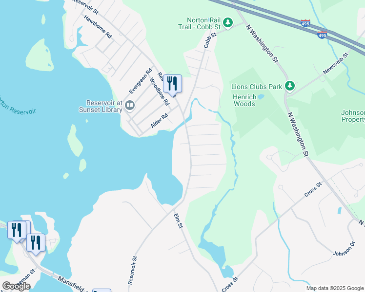 map of restaurants, bars, coffee shops, grocery stores, and more near 8 Harbor Road in Norton