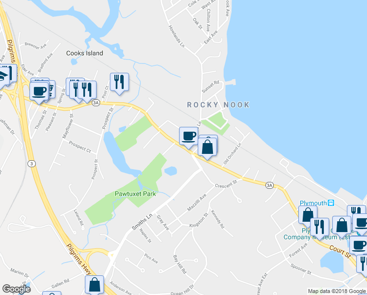 map of restaurants, bars, coffee shops, grocery stores, and more near 60 Main Street in Kingston
