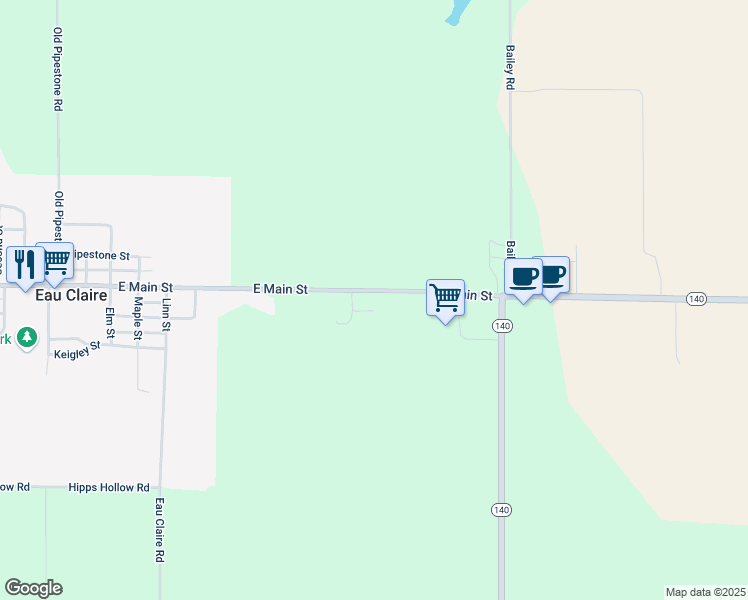 map of restaurants, bars, coffee shops, grocery stores, and more near 7076 East Main Street in Eau Claire