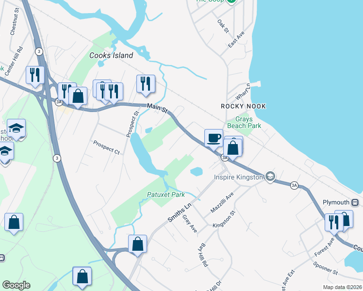 map of restaurants, bars, coffee shops, grocery stores, and more near 7 Royal Burgundy Lane in Kingston
