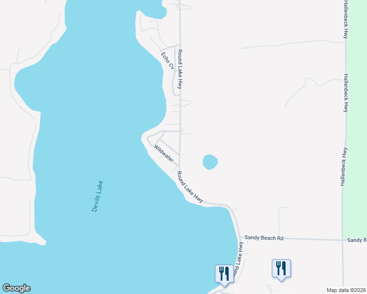 map of restaurants, bars, coffee shops, grocery stores, and more near 3801 Round Lake Highway in Manitou Beach-Devils Lake