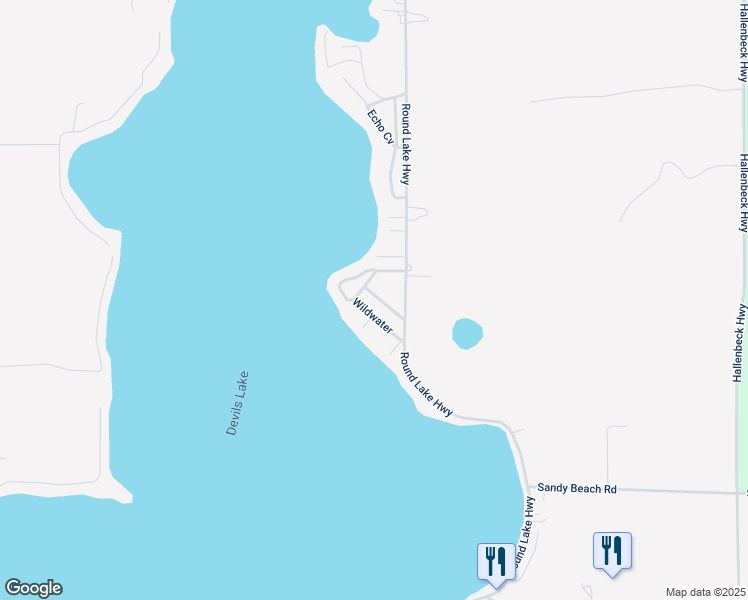 map of restaurants, bars, coffee shops, grocery stores, and more near 3871 Wildwater Beach in Manitou Beach-Devils Lake