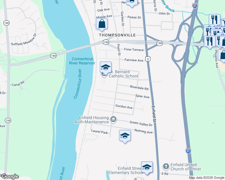 map of restaurants, bars, coffee shops, grocery stores, and more near 31 Spier Avenue in Enfield