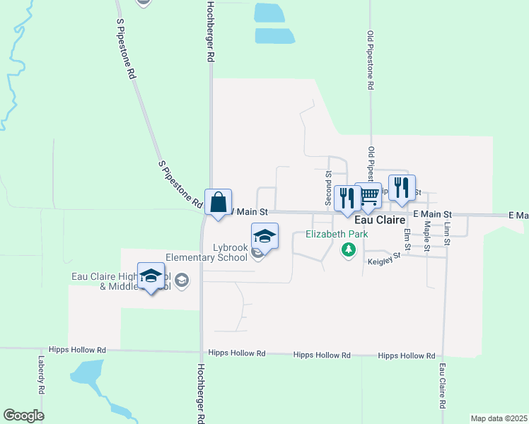 map of restaurants, bars, coffee shops, grocery stores, and more near 6238 West Main Street in Eau Claire