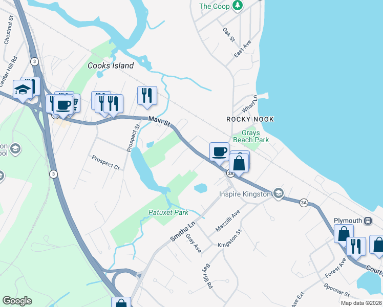 map of restaurants, bars, coffee shops, grocery stores, and more near 7 Royal Burgundy Lane in Kingston