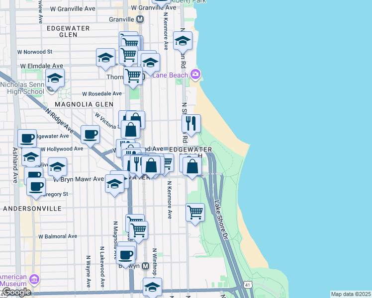 map of restaurants, bars, coffee shops, grocery stores, and more near in Chicago