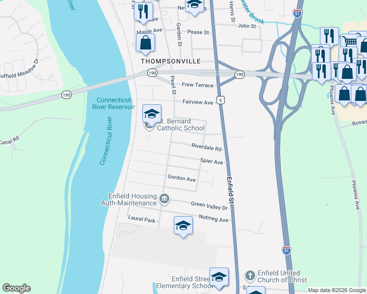 map of restaurants, bars, coffee shops, grocery stores, and more near 24 Spier Avenue in Enfield