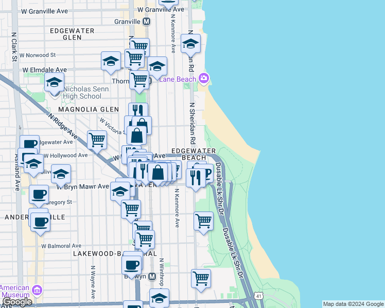 map of restaurants, bars, coffee shops, grocery stores, and more near in Chicago