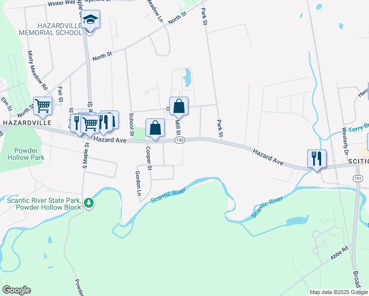 map of restaurants, bars, coffee shops, grocery stores, and more near 426 Hazard Avenue in Enfield