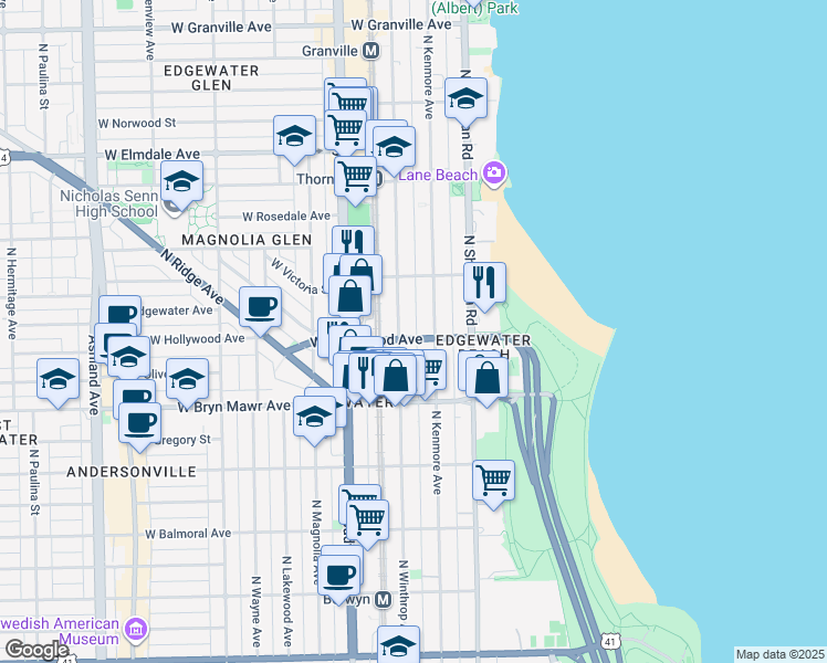 map of restaurants, bars, coffee shops, grocery stores, and more near in Chicago