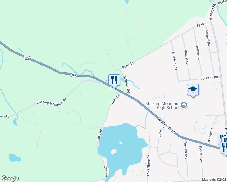 map of restaurants, bars, coffee shops, grocery stores, and more near 2697 New York 199 in Pine Plains