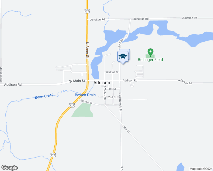 map of restaurants, bars, coffee shops, grocery stores, and more near 101 North Talbot Street in Addison