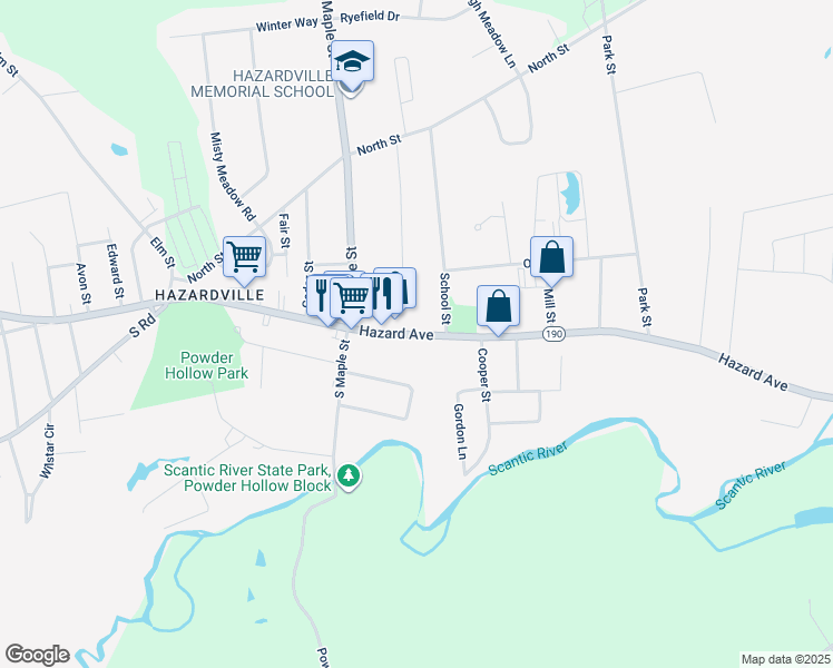 map of restaurants, bars, coffee shops, grocery stores, and more near 347 Hazard Avenue in Enfield
