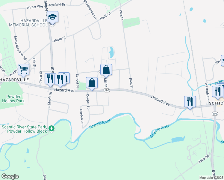 map of restaurants, bars, coffee shops, grocery stores, and more near 426 Hazard Avenue in Enfield