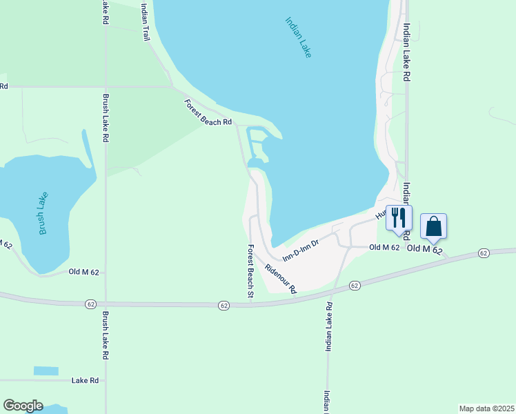 map of restaurants, bars, coffee shops, grocery stores, and more near 55887 Forest Beach Road in Dowagiac
