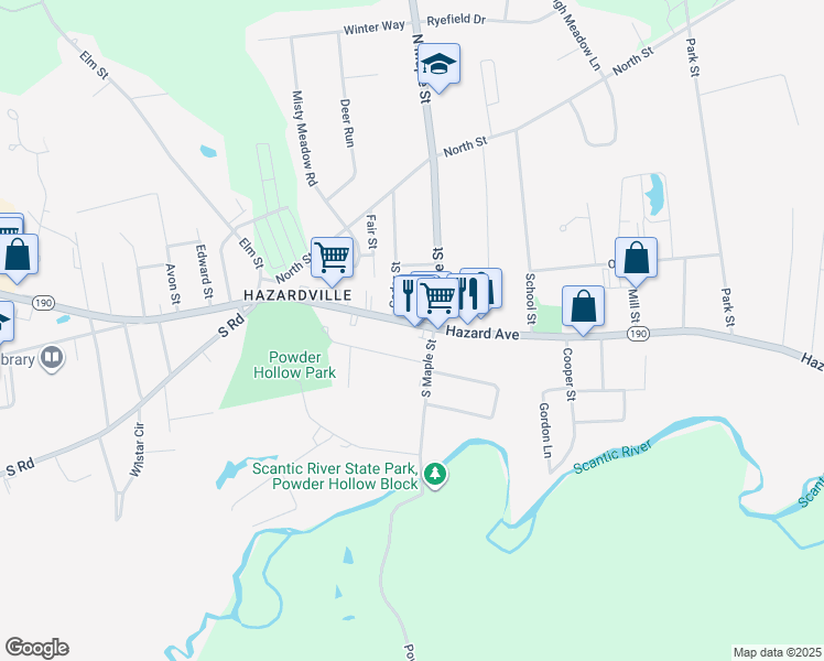map of restaurants, bars, coffee shops, grocery stores, and more near 309 Hazard Avenue in Enfield
