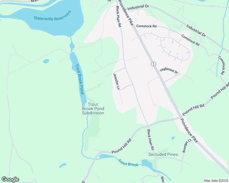 map of restaurants, bars, coffee shops, grocery stores, and more near 19 Jennifer Lane in North Smithfield