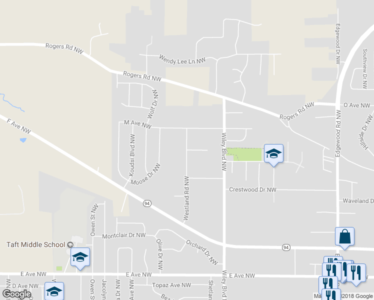 map of restaurants, bars, coffee shops, grocery stores, and more near 4334 Beecher Court Northwest in Cedar Rapids