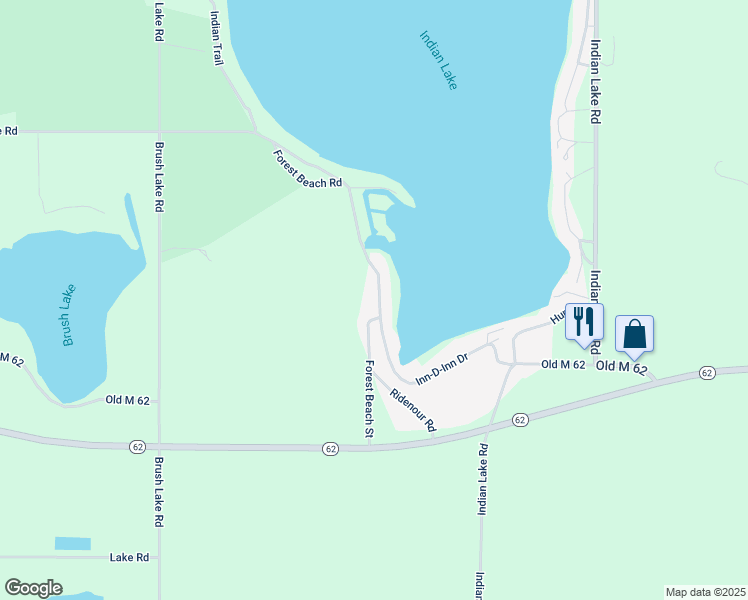 map of restaurants, bars, coffee shops, grocery stores, and more near 55887 Forest Beach Road in Dowagiac