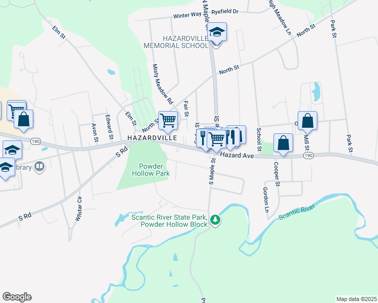 map of restaurants, bars, coffee shops, grocery stores, and more near 282 Hazard Avenue in Enfield