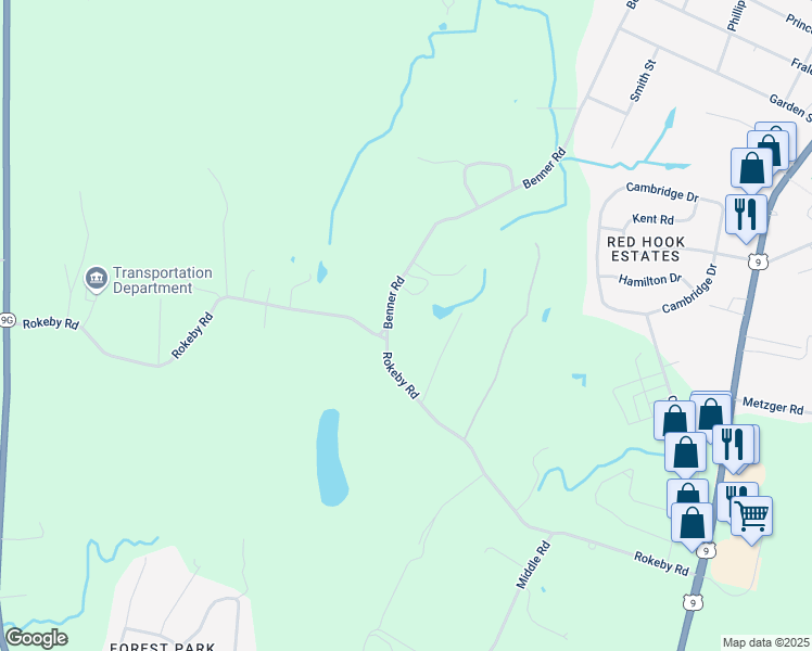 map of restaurants, bars, coffee shops, grocery stores, and more near 183 Benner Road in Red Hook