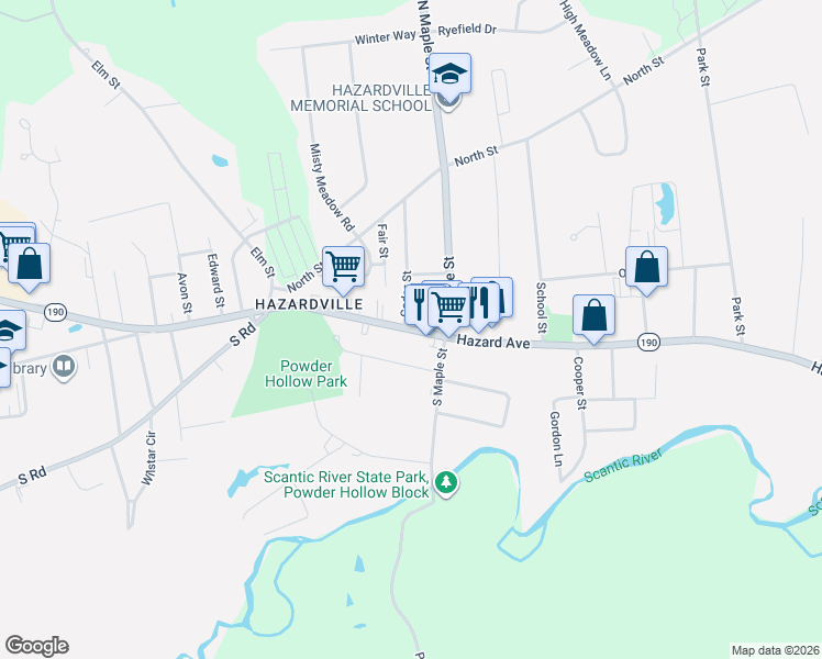map of restaurants, bars, coffee shops, grocery stores, and more near 282 Hazard Avenue in Enfield