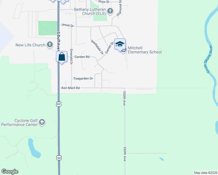 map of restaurants, bars, coffee shops, grocery stores, and more near 619 Duluth Driveway in Ames
