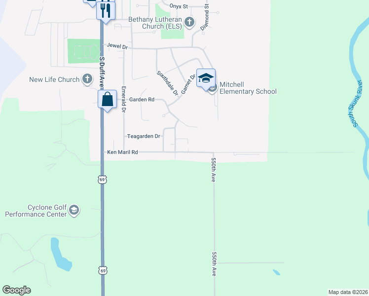 map of restaurants, bars, coffee shops, grocery stores, and more near 619 Duluth Driveway in Ames