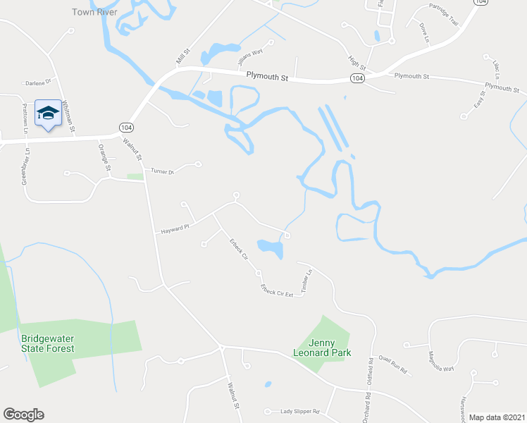 map of restaurants, bars, coffee shops, grocery stores, and more near 140 Hayward Place in Bridgewater