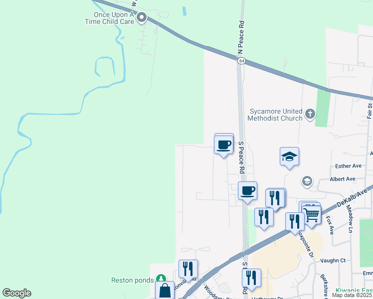map of restaurants, bars, coffee shops, grocery stores, and more near 419 Anjali Court in Sycamore