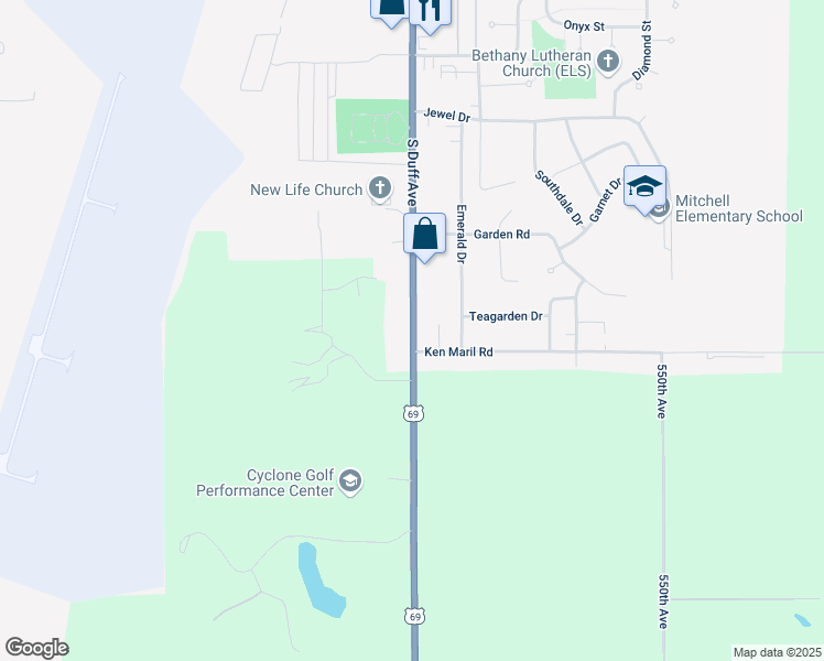 map of restaurants, bars, coffee shops, grocery stores, and more near 3900 South Duff Avenue in Ames