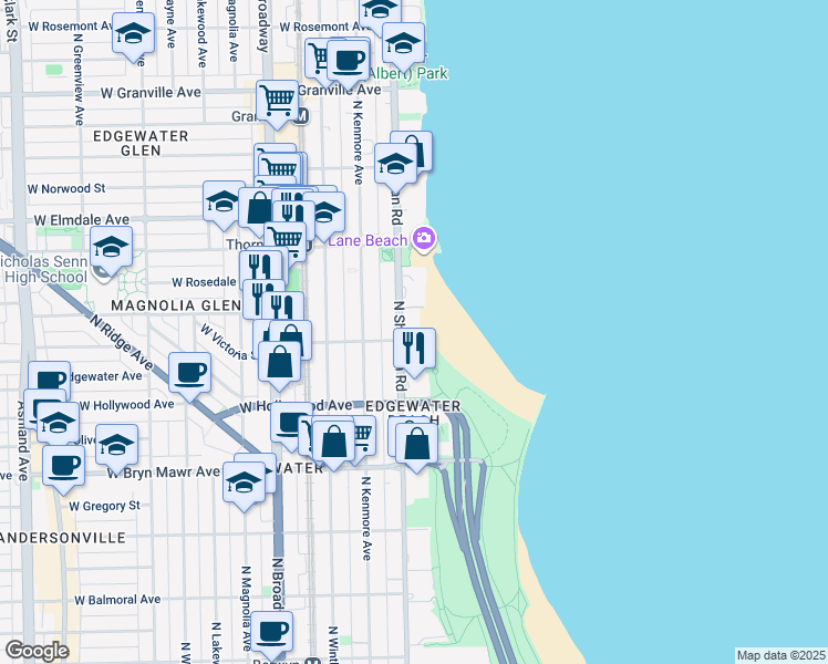 map of restaurants, bars, coffee shops, grocery stores, and more near in Chicago
