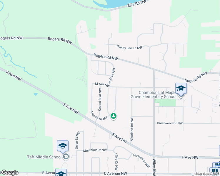 map of restaurants, bars, coffee shops, grocery stores, and more near 4700 M Avenue Northwest in Cedar Rapids