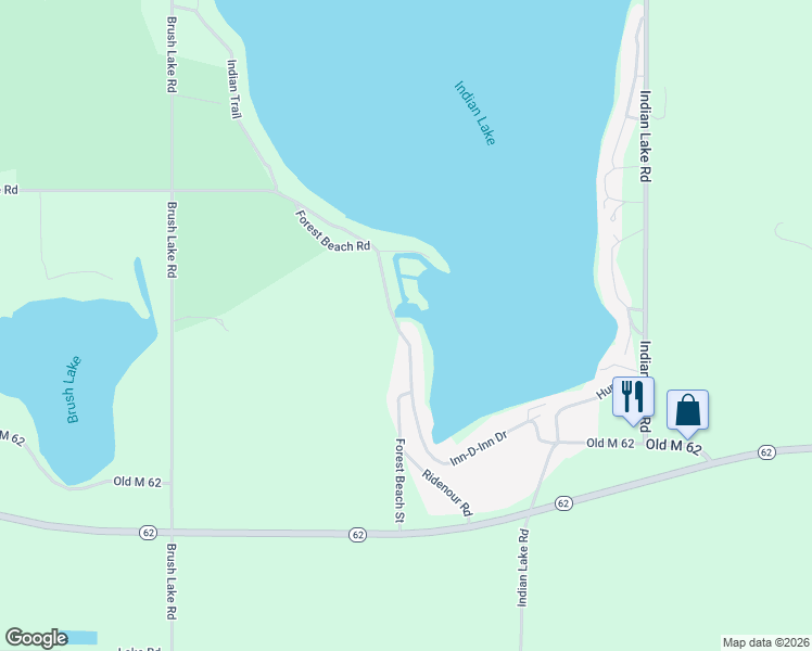 map of restaurants, bars, coffee shops, grocery stores, and more near 55767 Forest Beach Road in Dowagiac