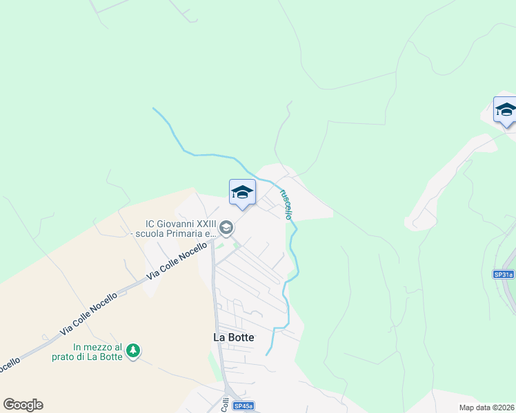 map of restaurants, bars, coffee shops, grocery stores, and more near 26 Via Colle Mitriano in Guidonia