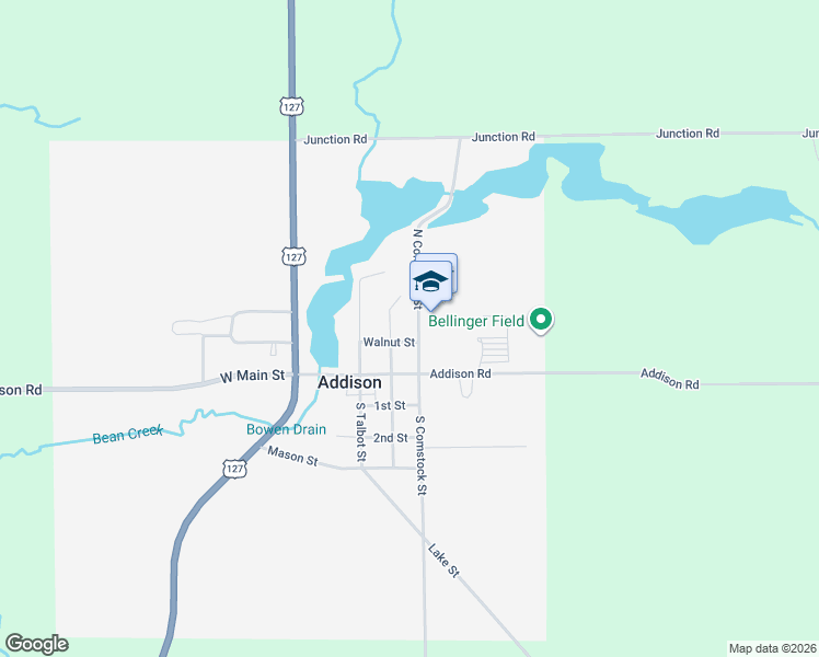 map of restaurants, bars, coffee shops, grocery stores, and more near 216 Walnut Street in Addison