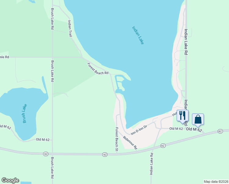 map of restaurants, bars, coffee shops, grocery stores, and more near 55767 Forest Beach Road in Dowagiac