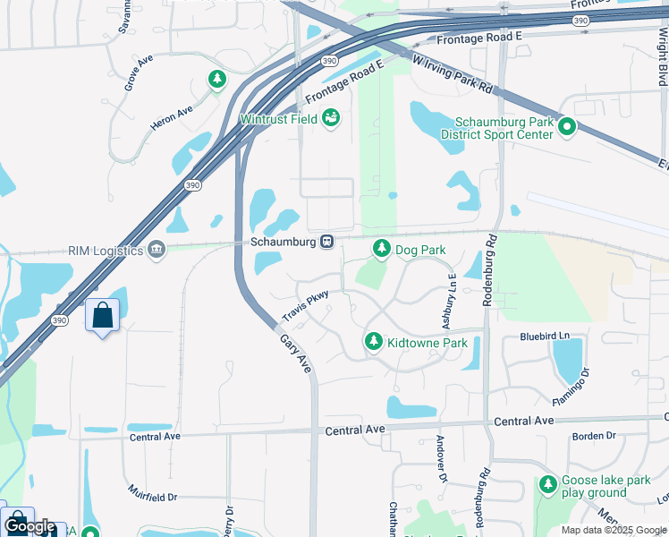 map of restaurants, bars, coffee shops, grocery stores, and more near 1500 Thornfield Lane in Roselle