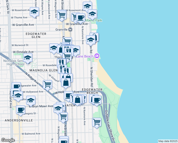 map of restaurants, bars, coffee shops, grocery stores, and more near in Chicago