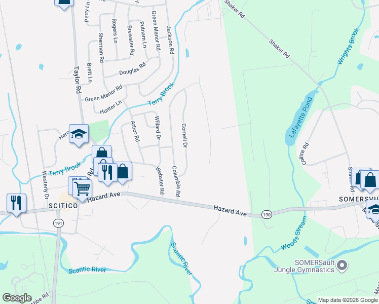 map of restaurants, bars, coffee shops, grocery stores, and more near 56 Cornell Drive in Enfield