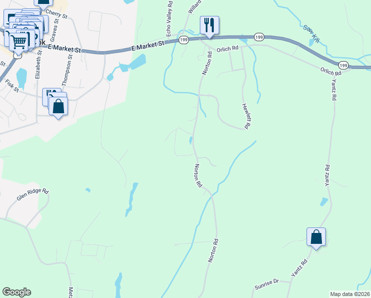 map of restaurants, bars, coffee shops, grocery stores, and more near 287 Norton Road in Red Hook