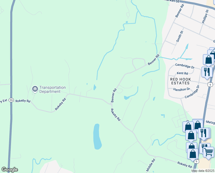 map of restaurants, bars, coffee shops, grocery stores, and more near 183 Benner Road in Red Hook