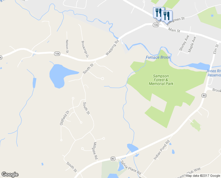 map of restaurants, bars, coffee shops, grocery stores, and more near 7 Trout Brook Trail in Kingston