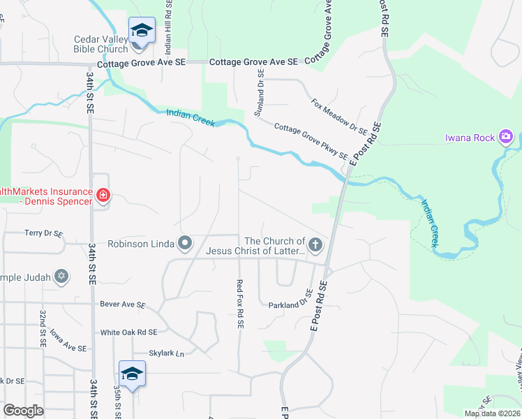 map of restaurants, bars, coffee shops, grocery stores, and more near 301 Andover Lane Southeast in Cedar Rapids