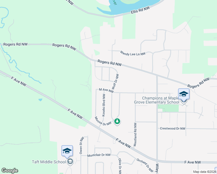 map of restaurants, bars, coffee shops, grocery stores, and more near 4700 M Ave NW in Cedar Rapids