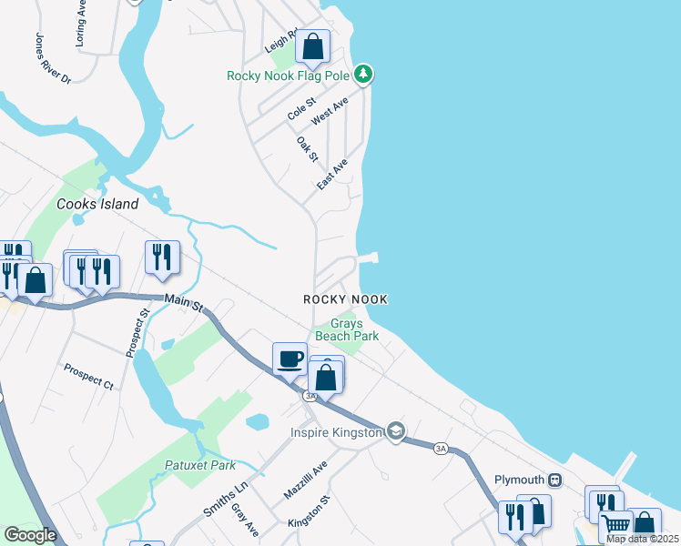 map of restaurants, bars, coffee shops, grocery stores, and more near in Kingston