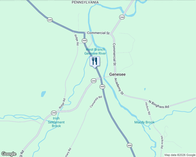 map of restaurants, bars, coffee shops, grocery stores, and more near 311 Ellisburg Road in Genesee